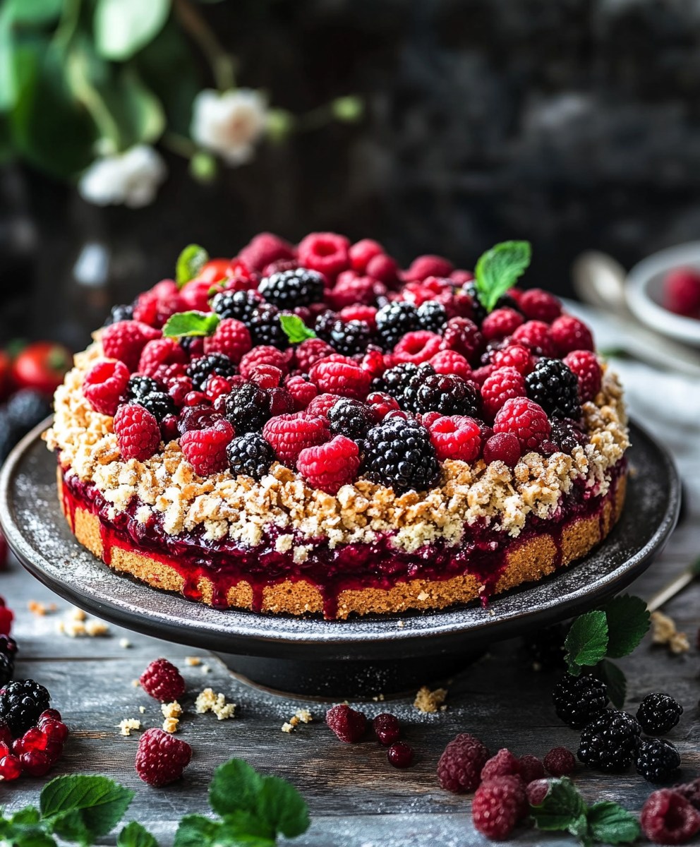 Rustic Berry Crumble Cake 🍰✨