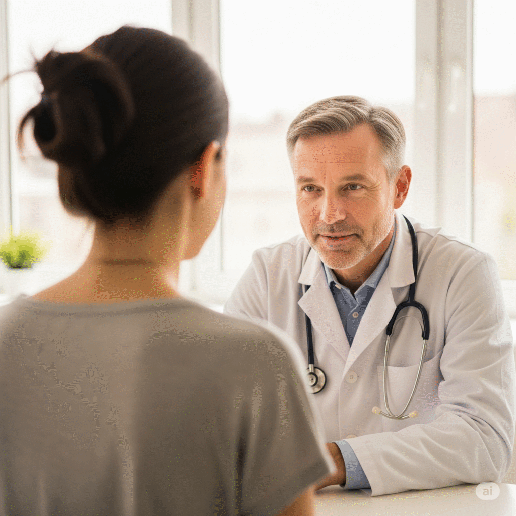 A doctor having a consultation with a patient about a personalized health plan.